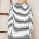 Large WHITE STRIPE LONG SLEEVE TUNIC TOP