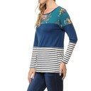 Large BLUE Floral Solid Stripe Color Block Tunic