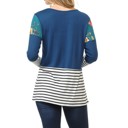 XL BLUE Floral Solid Stripe Color Block Tunic