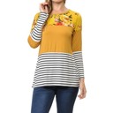 Large MUSTARD Floral Solid Stripe Color Block Tunic