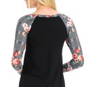 Small BLACK SOLID TOP WITH CHECK/FLORAL PRINT SLEEVES
