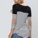 Large BLACK 3/4 SLEEVE COLOR BLOCK TOP WITH ELBOW PATCH
