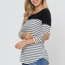 XL BLACK 3/4 SLEEVE COLOR BLOCK TOP WITH ELBOW PATCH