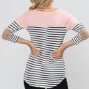 Large PINK 3/4 SLEEVE COLOR BLOCK TOP WITH ELBOW PATCH