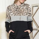 Large BLACK ANIMAL COLOR BLOCK TUNIC HOODIE TOP