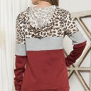 XL BURGUNDY ANIMAL COLOR BLOCK TUNIC HOODIE TOP
