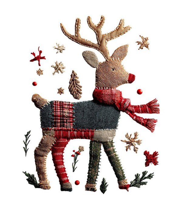 Oversized Crew Neck Top with REINDEER Print