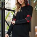 Medium RED HOODIE SWEATSHIRT WITH PLAID CONTRAST