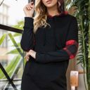 Large RED HOODIE SWEATSHIRT WITH PLAID CONTRAST