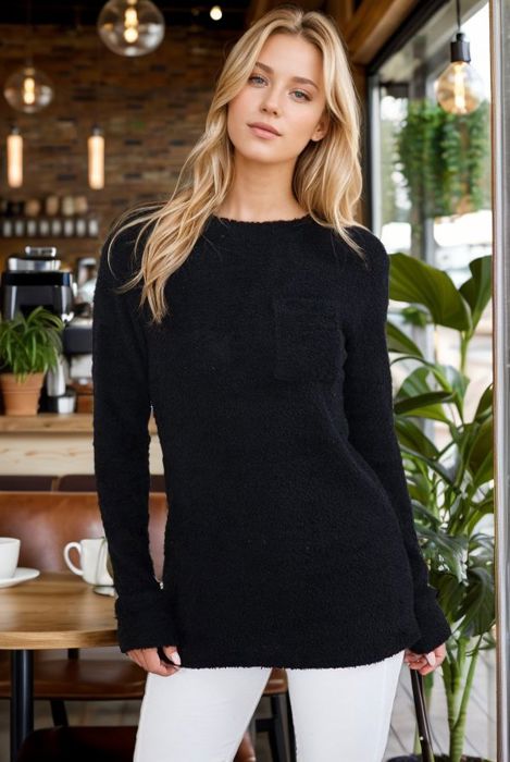 FUZZY SUPERSOFT TUNIC TOP WITH FRONT POCKET