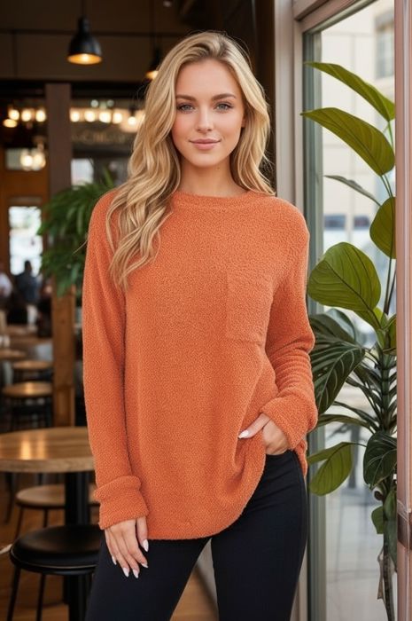 FUZZY SUPERSOFT TUNIC TOP WITH FRONT POCKET
