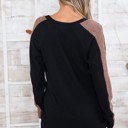 XL BLACK V-NECK TUNIC TOP WITH FUZZY SLEEVE CONTRAST