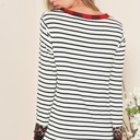 Large WHITE/BLACK STRIPE TUNIC WITH LEOPARD AND PLAID CONTRAST