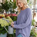 XL DENIM WAFFLE OVERSIZED SWEATSHIRT WITH SIDE SLIT