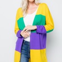 XL MULTI MARDI GRAS OPEN CARDIGAN