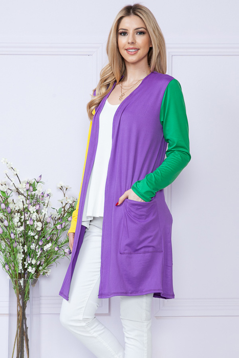 MARDI GRAS MIDI CARDIGAN WITH SIDE POCKETS