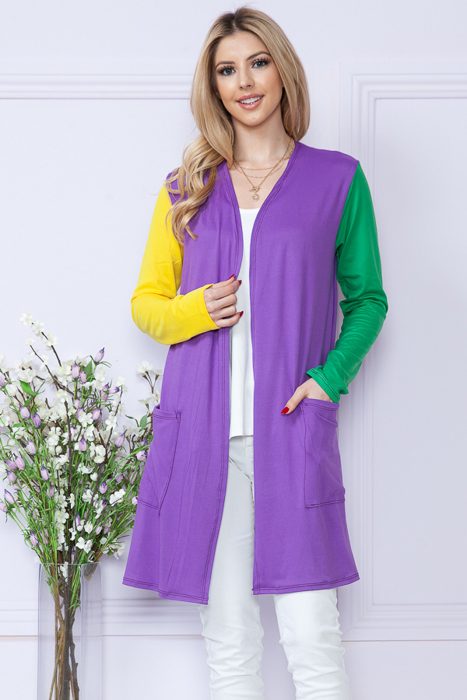 MARDI GRAS MIDI CARDIGAN WITH SIDE POCKETS