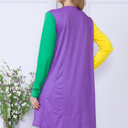 Large PURPLE MARDI GRAS MIDI CARDIGAN WITH SIDE POCKETS