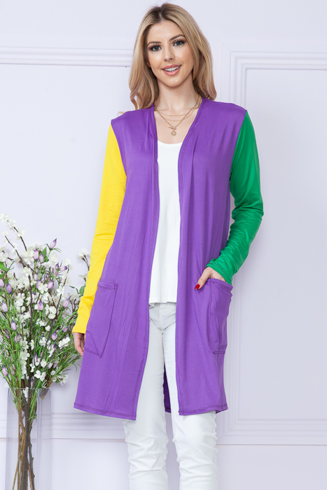 MARDI GRAS MIDI CARDIGAN WITH SIDE POCKETS