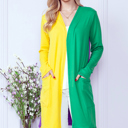 Small YELLOW MARDI GRAS MIDI CARDIGAN WITH SIDE POCKETS