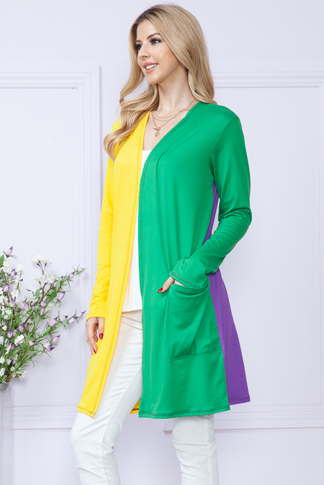MARDI GRAS MIDI CARDIGAN WITH SIDE POCKETS