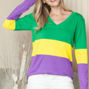 Small MULTI V-NECK MARDI GRAS TUNIC TOP