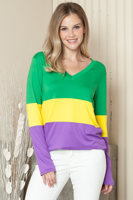 V-NECK MARDI GRAS TUNIC TOP