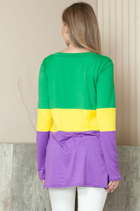 V-NECK MARDI GRAS TUNIC TOP