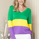 XL MULTI V-NECK MARDI GRAS TUNIC TOP