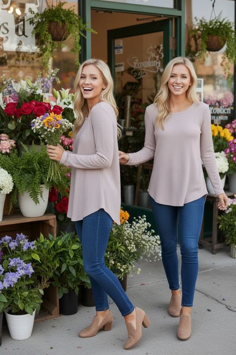 KNIT LONG SLEEVE TUNIC TOP