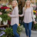 Large ROSE KNIT LONG SLEEVE TUNIC TOP