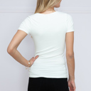 XL WHITE SOLID SHORT SLEEVE TOP WITH CHEST SNAP BUTTON