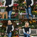 Small BLACK TUNIC TOP WITH STRIPE CONTRAST SLEEVES