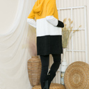 Small MUSTARD SOLID COLOR BLOCK HOODED OPEN CARDIGAN