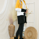 Medium MUSTARD SOLID COLOR BLOCK HOODED OPEN CARDIGAN