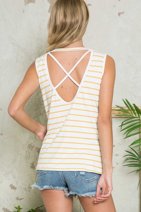 TANK TOP WITH OPEN CROSS BACK DETAIL