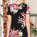 Medium BLACK CRISS CROSS CHEST FLORAL SHORT SLEEVE TOP