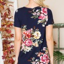 Large NAVY CRISS CROSS CHEST FLORAL SHORT SLEEVE TOP