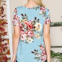 Small TURQUOISE CRISS CROSS CHEST FLORAL SHORT SLEEVE TOP