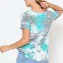 Small MINT TIE DYE NECK CRISS CROSS SHORT SLEEVE TOP