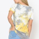 XL YELLOW TIE DYE NECK CRISS CROSS SHORT SLEEVE TOP