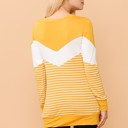 Large MUSTARD SOLID AND STRIPE COLOR BLOCK TUNIC TOP