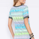 Large BLUE BASIC COLORED STRIPES T-SHIRT