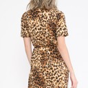 Medium ANIMAL ANIMAL PRINT SHORT SLEEVE WAIST TIED DRESS