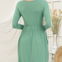 Medium SAGE SOLID 3/4 SLEEVE DRESS WITH POCKETS