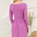 XL ORCHID SOLID 3/4 SLEEVE DRESS WITH POCKETS