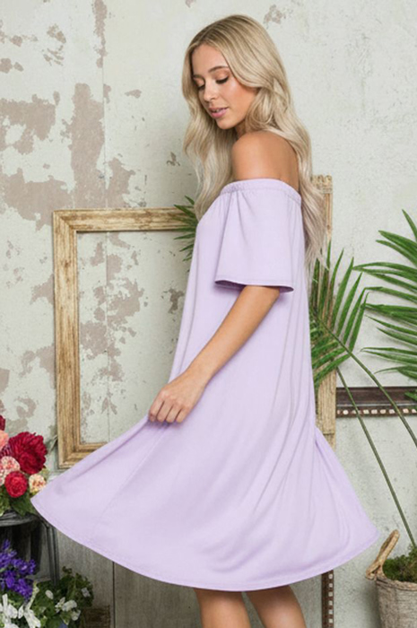 OFF-SHOULDER SHORT SLEEVE SUMMER DRESS