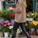 S-M BROWN ANIMAL PRINT OVERSIZED SWEATSHIRT