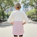 S-M PINK WAVE RIB TUNIC WITH DITSY PRINT CONTRAST