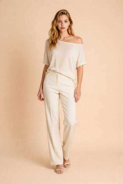 MELANGE BABY HACCI OFF-SHOULDER LOOSE FIT TOP